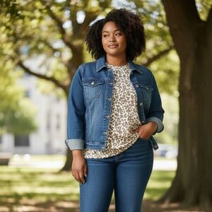 Old Navy Cotton Scoop Neck Casual EveryWear Animal Print Oversized T-Shirt
